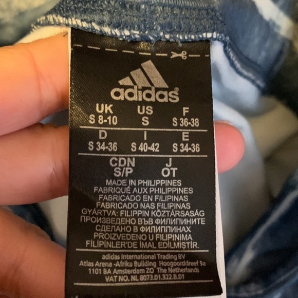 Adidas Climalite Blue & White Striped Leggings - Picture 7 of 8